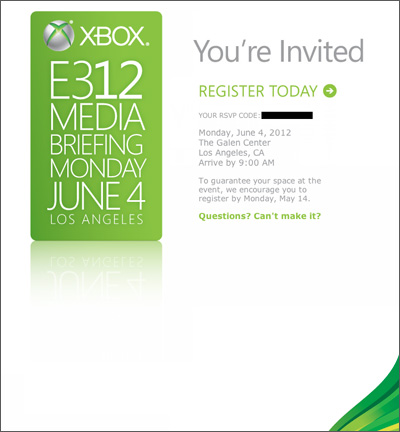 E3 Microsoft Press conference invitation