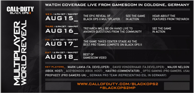 Black Ops 2 Multiplayer schedule Gamescom 2012