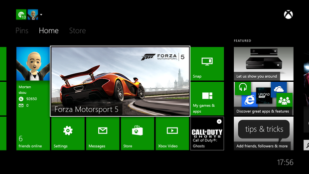 Et billede af Xbox One dashboardet som der så ud i 2013